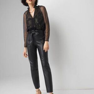 WHBM High-Rise Tapered Faux Leather Pants Black Size 6R